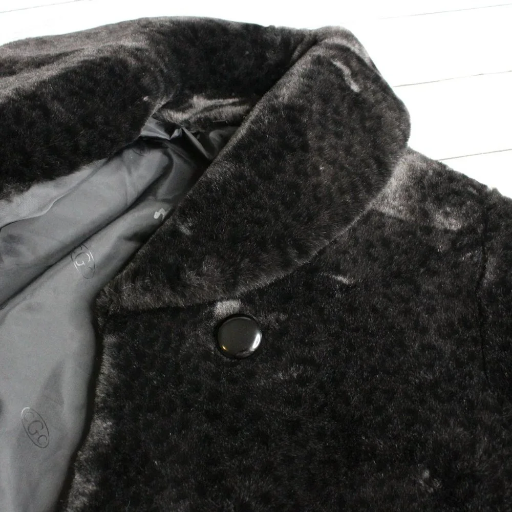 Nuage Women's Faux Fur Coat Size XS Black Plush Winter Jacket - Picture 7 of 11